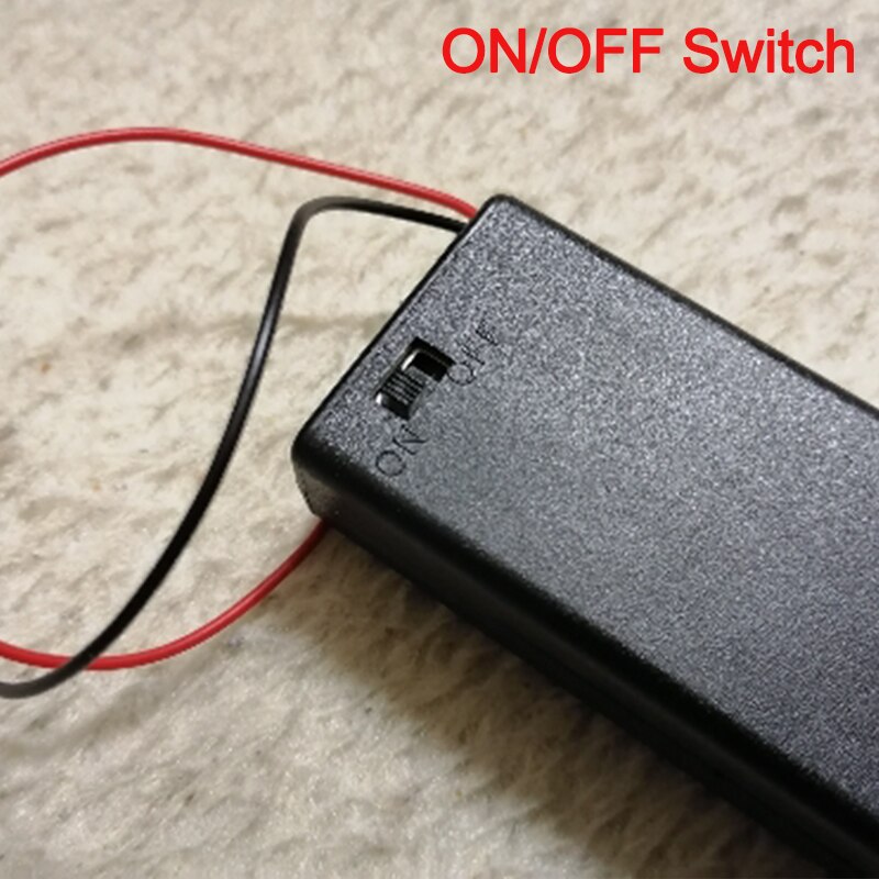 AA 18650 Black Battery Storage Case DIY battery box 1 2 3 4 Slots Batteries Container with ON/OFF Switch with Cable