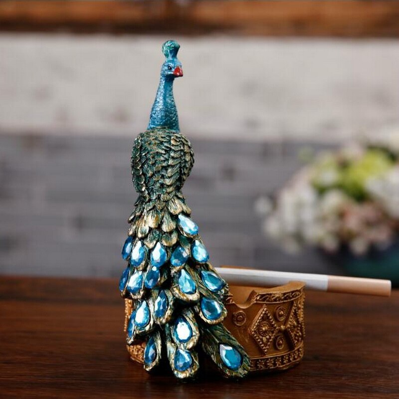 Retro personlighed påfugl askebæger harpiks håndværk dekoration ornament