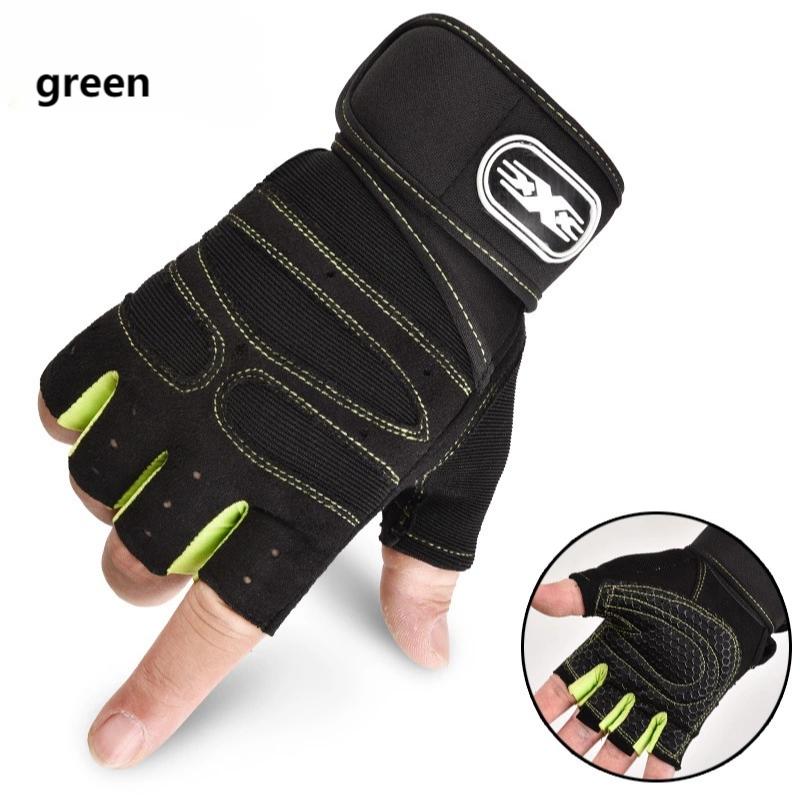 Gants d'haltérophilie antidérapants pour hommes et femmes, équipement de Fitness, respirant, demi-doigt, pour Crossfit, entraînement de force: green / XL