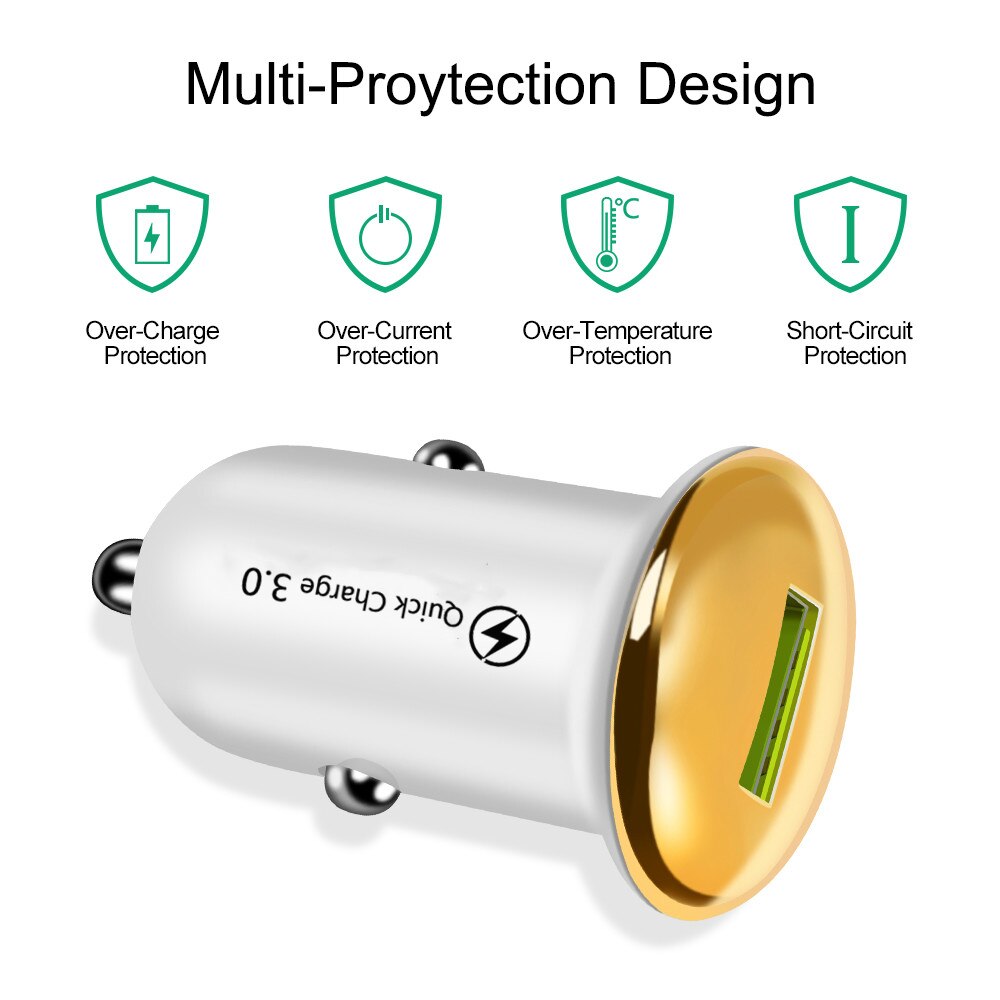 3.1A USB Small mushroom Car Charger Universal Mobile Phone Aluminum Car-Charger For Xiaomi Samsung iPhone 11 Mini Fast Charging