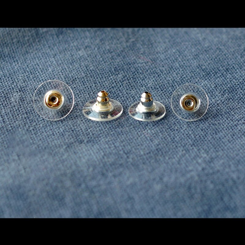 100 unids/lote de pendientes de goma con Cierre trasero de acero inoxidable, Tuercas de tuerca para pendientes, accesorios para fabricación de joyas DIY