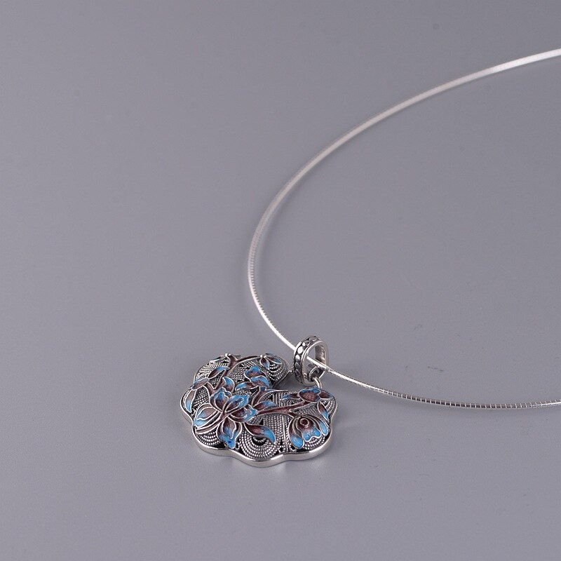 BALMORA Echt 925 Sterling Silber Jahrgang Pfingstrose Blumen- Anhänger für Halsketten Frauen Dame Ethnische Emaillieren Schmuck