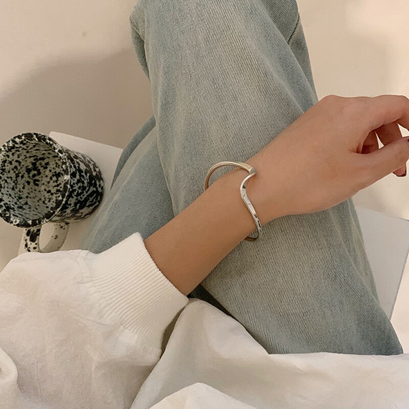 MENGJIQIAO – Bracelet à manchette ajustable en métal, Punk, pour femmes et filles, irrégulières, bijoux