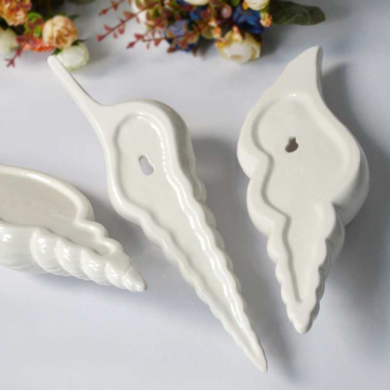 3 Soorten Moderne Witte Keramische Schelp Schelp Bloem Vaas Muur Opknoping Home Decor Woonkamer Achtergrond Muur Versierd Vaas