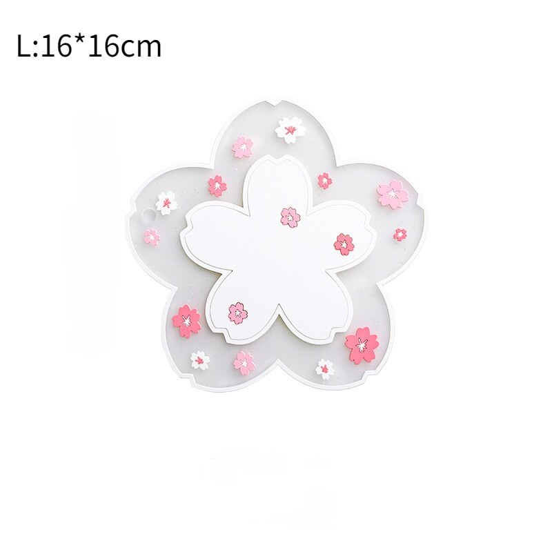 Cherry Blossom Isolatie Warmte Tafel Mat Anti-Slip Thee Cup Melk Mok Bloem Koffie Cup Coaster: White-L