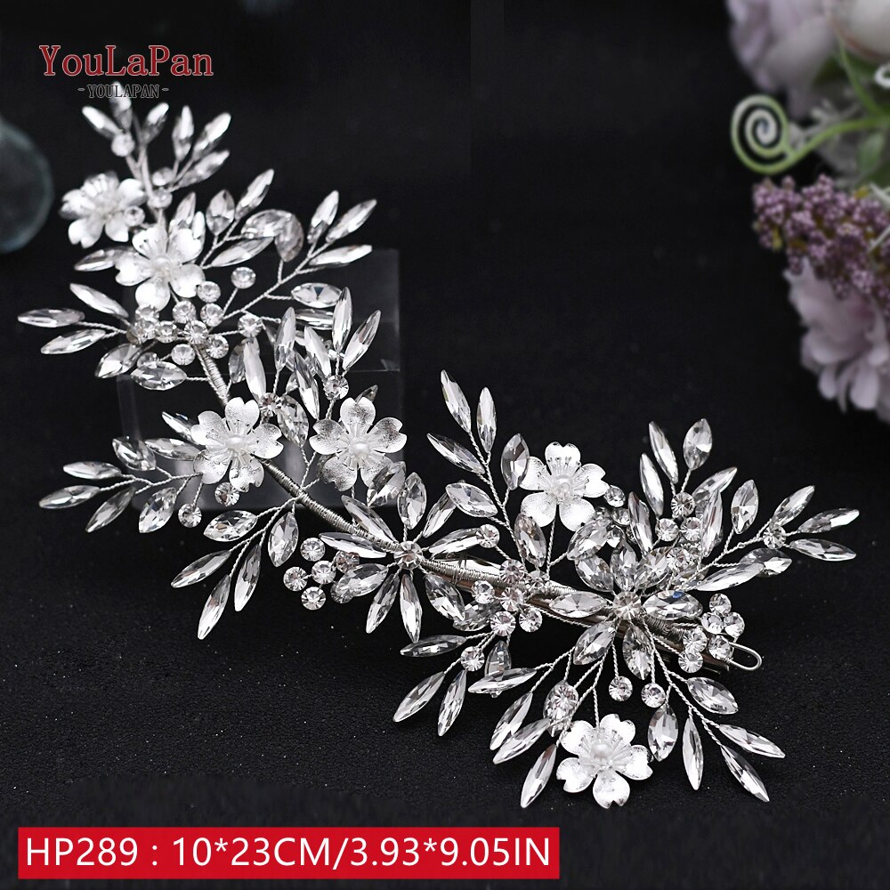 Topqueen-pente de cabelo hp289 dourado, pente de cabelo luxuoso, de noiva, pente de cristal, pentes artesanais, vintage, joias de cabelo: HP289-Silver