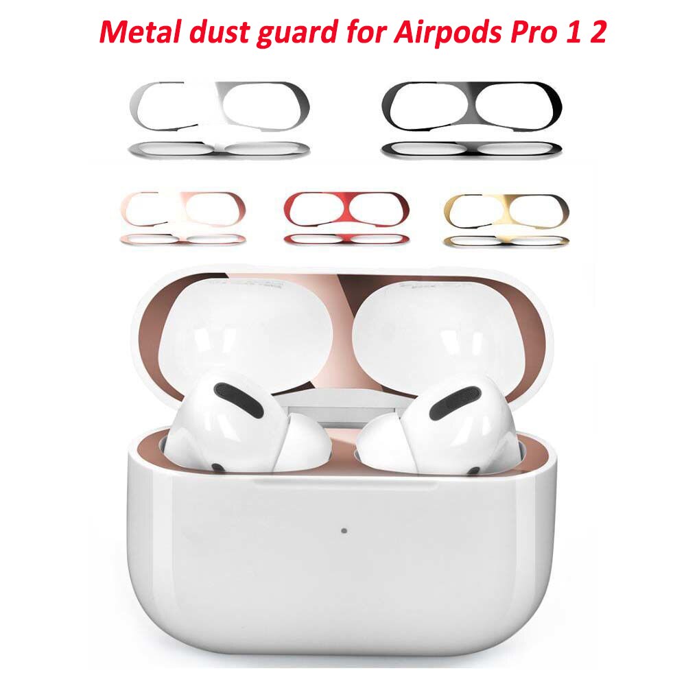 Para los airpods de Apple Pro 1 2 polvo de metal guardia etiqueta escudo film a prueba de polvo para airpod auriculares accesorios tierra de protección