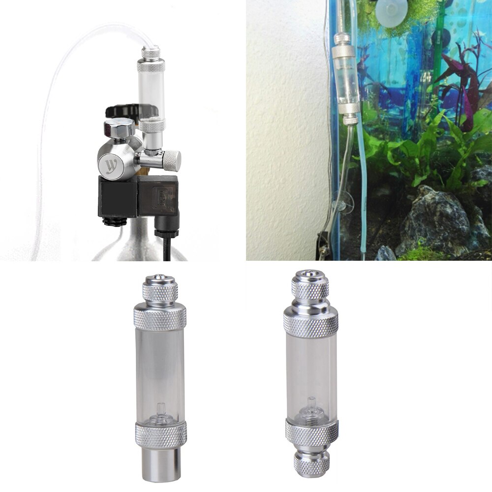 Co2 bellenteller met terugslagklep voor aquarium kooldioxidemeter dubbele kop aluminiumlegering  co2 aquarium