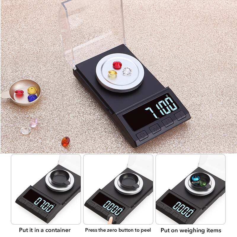 Balance électronique de pesage de bijoux de haute précision d'usb chargeant le Scale10/20/50/100g 0.001g avec la plate-forme de pondération
