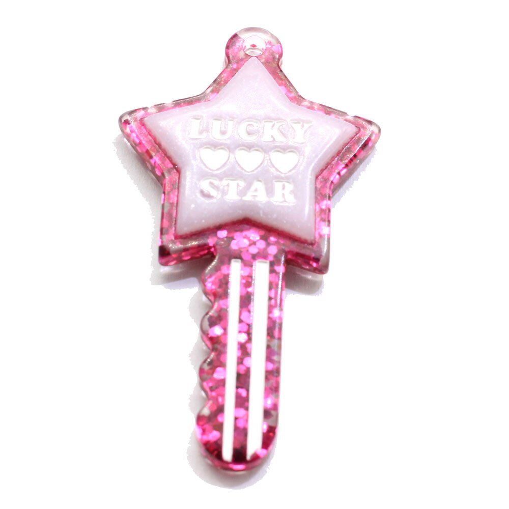 Cuentas de resina en forma de llave para llaveros de joyería, abalorios colgantes para funda de teléfono, Estrella Brillante, , 20/50 unidades: 50PCS / 2