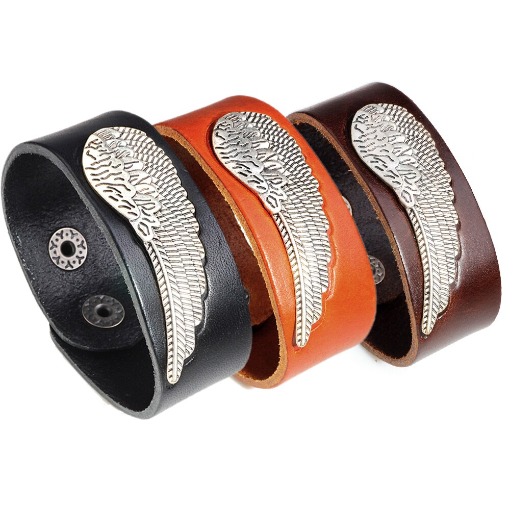 Leather Wings Bracelet for Men Male Wide Charm Bracelets & Bangles Women Party PUNK Jewelry