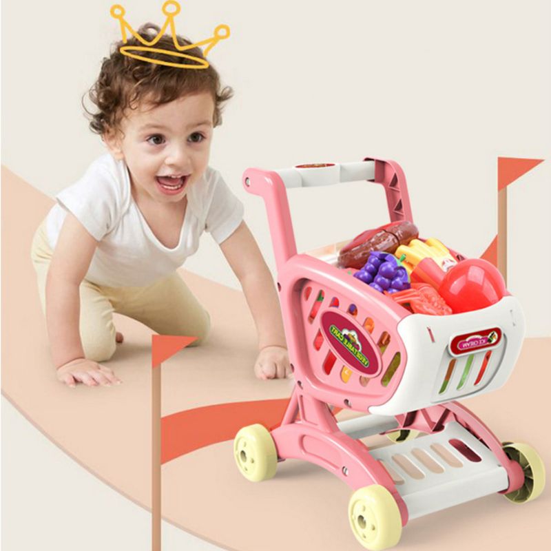 Mini-winkelwagenset voor kinderen, speelgoed, snijbare fruitgroenten voor jongens en meisjes