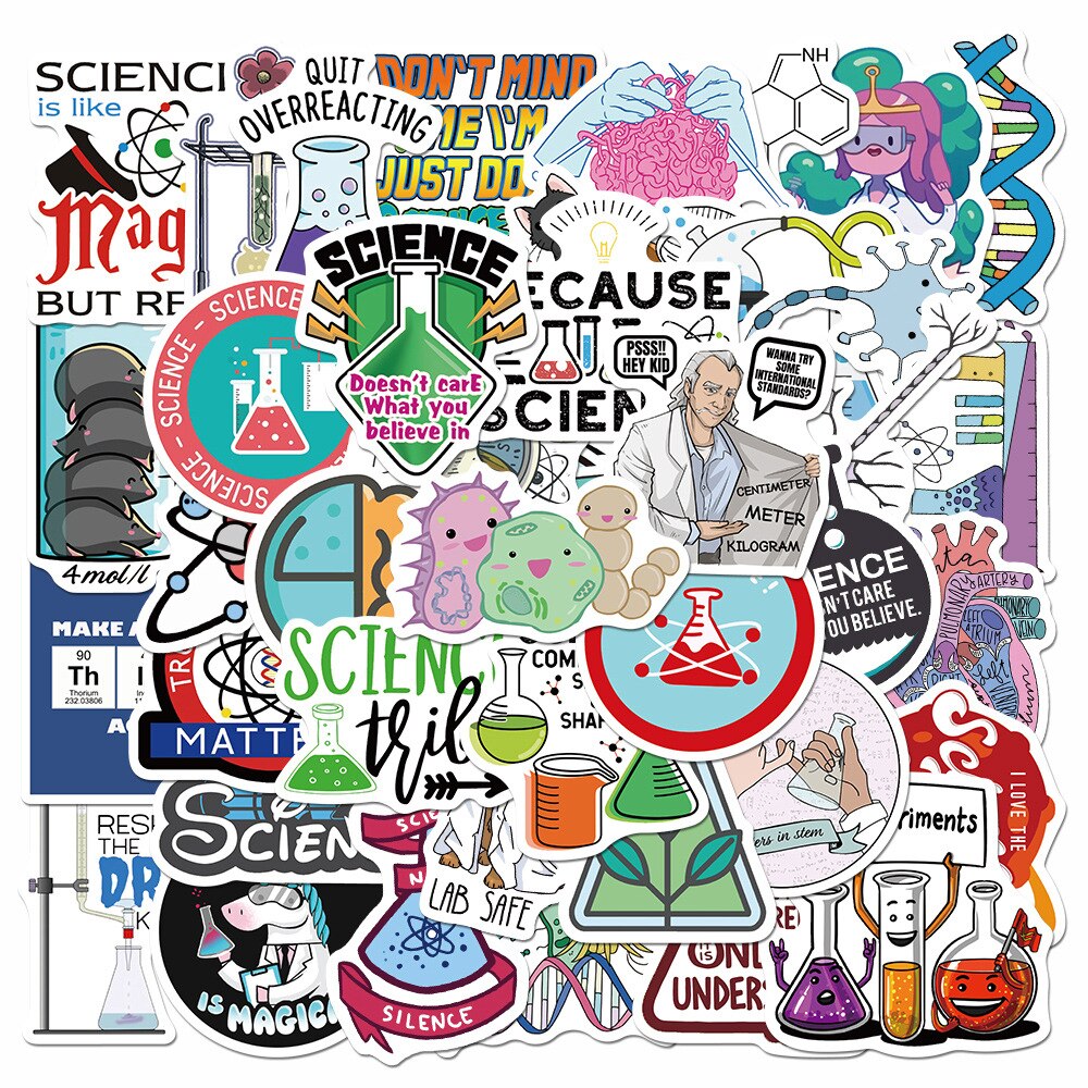 10/50pcs/pack Science Chemistry Biology Laboratory Research Stickers For Furniture Wall Desk Chair Toy Computer Motorcycle