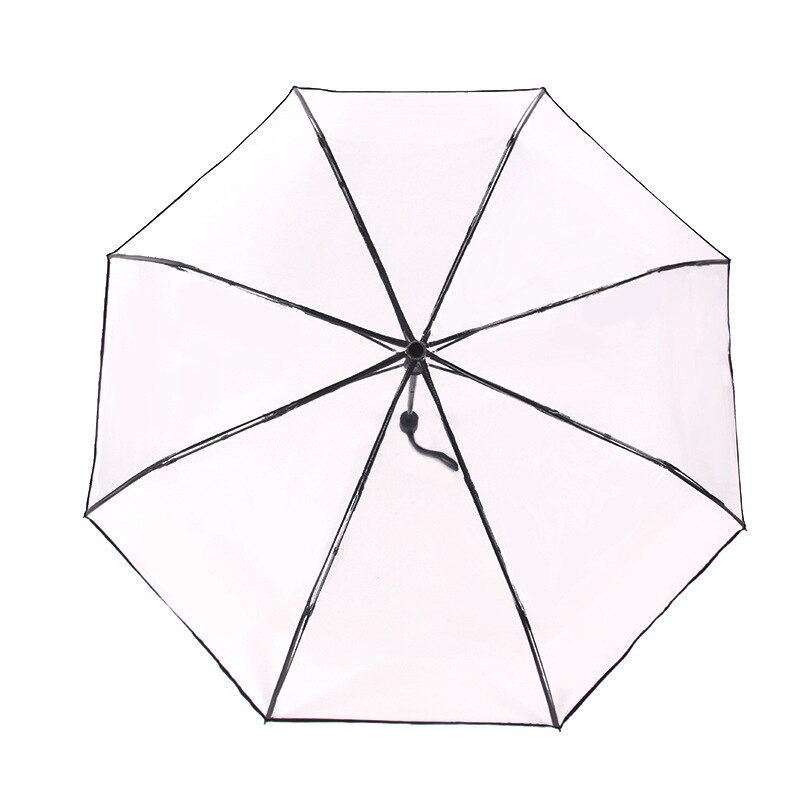 Paraguas plegable para mujer y niña, sombrilla transparente con forma de seta de cerezo Sakura, 3 pliegues
