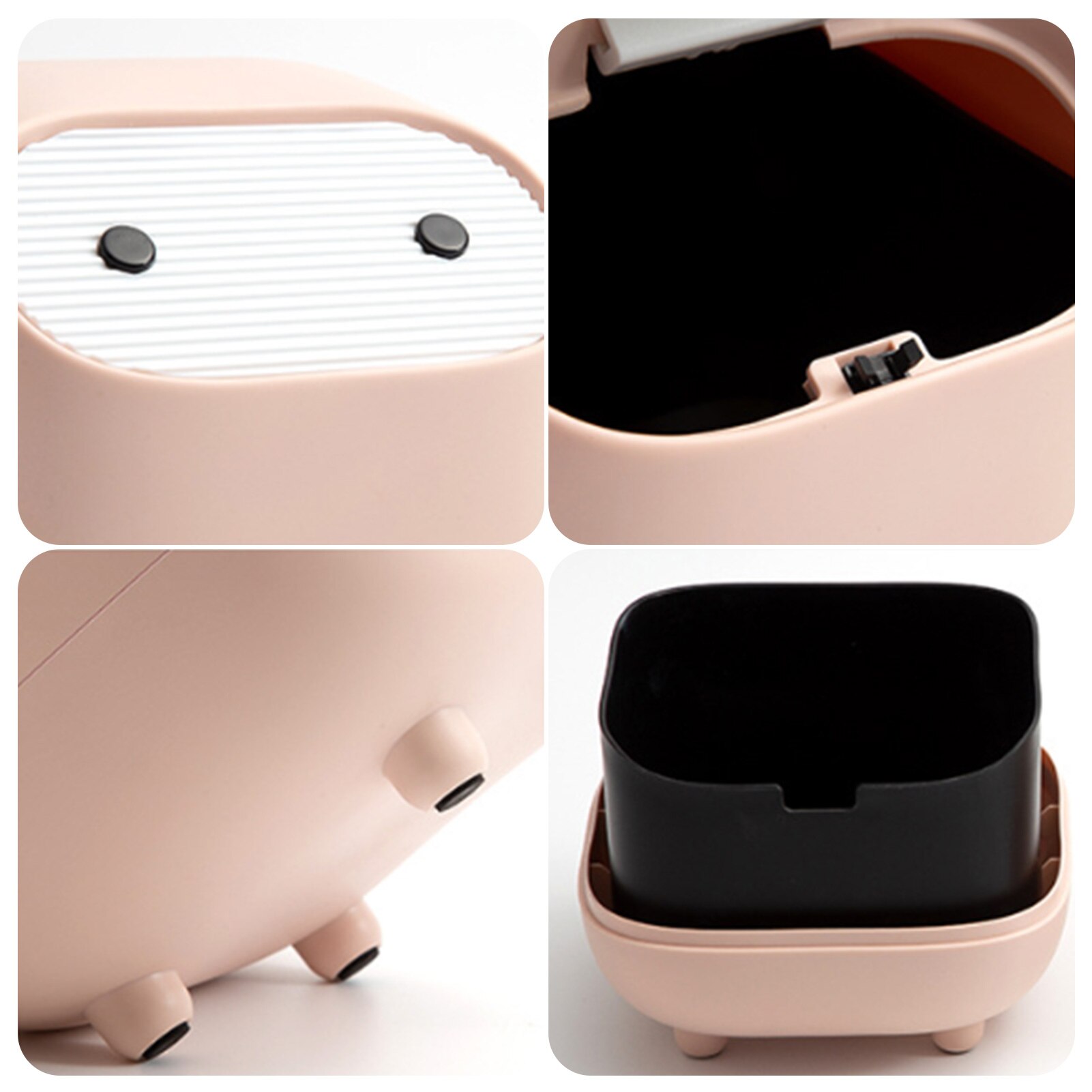 Mini Leuke Desktop Prullenbak Multifunctionele Plastic Woonkamer Bureau Pers-Type Cover Bureau Opslag Emmer