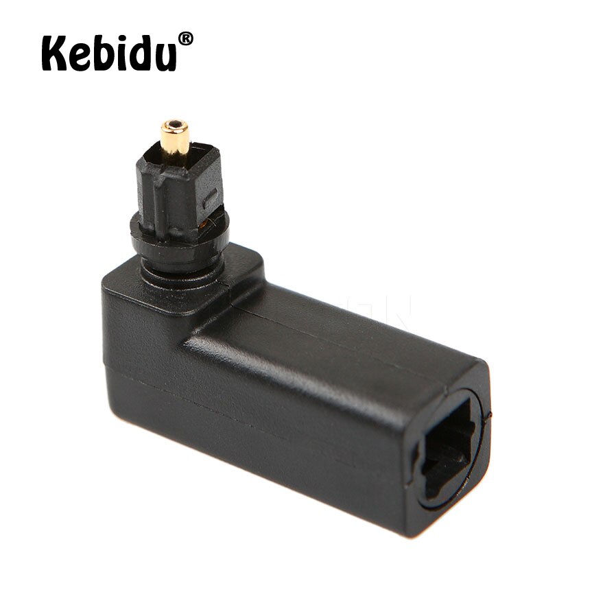 kebidu Toslink Female to Toslink Male Optical 90 Degree Right Angle Audio Cable Adapter Stereo Audio Converter 360 Rotate