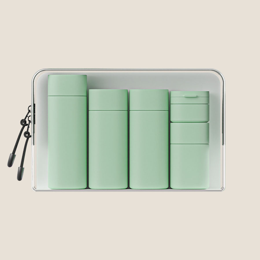 Botellas dispensadoras de maquillaje hidratante, Lociones portátiles, champús, viajes, rellenables, botellas vacías exprimidas: Verde