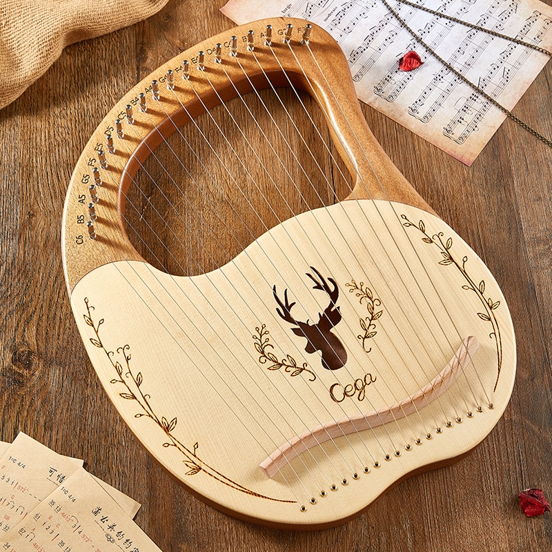 16/19 String Wood Lined Small Harp Laiya Piano Easy To Learn Portable Mahony Solid Wood Lyre Piano Niche Instrument