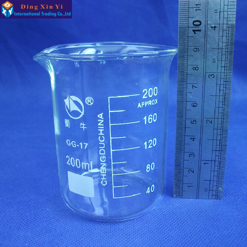 1PC 200ml Laboratory glass beaker measuring lab beasker