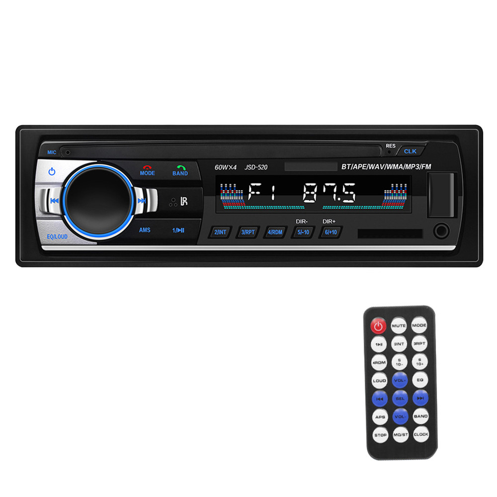 Radio Estéreo JSD 520 de 24V para coche, 1 Din, Bluetooth, Fm, receptor de entrada auxiliar, Audio SD, Usb, Mp3, Mmc, WMA, manos libres: IOS