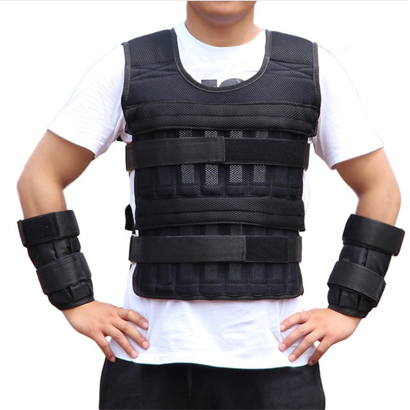 15kg Running Exercise Empty Weight Vest Boxing Training Adjustable Shank Wrist Wraps Swat Loading Weight Vest Fitness Equipment