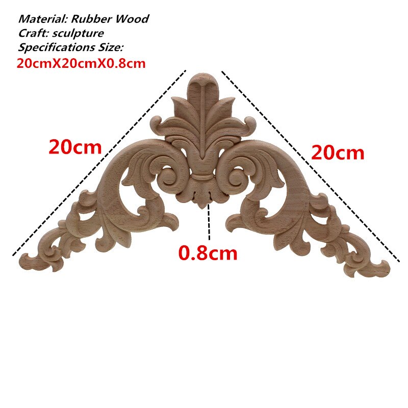 Vzlx treskåret onlay applikasjoner snekker ramme dekal møbler dekorasjon tre håndverk dekorativ blomst ornament: 20 cm x 20cm