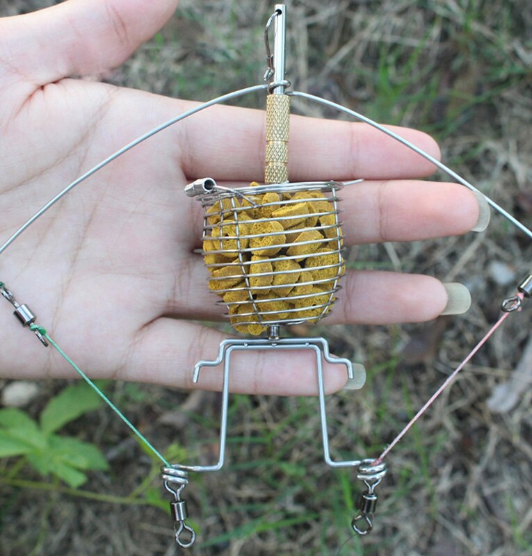 Automatic Feeder Fishing Hook at top speed, Easy Used Tool Fishing Tackle Accessory Launcher Trap Spring Cage Hooks