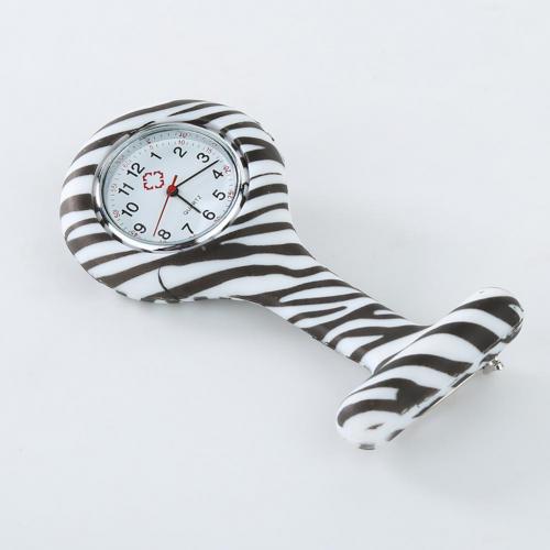 Reloj de enfermera con esfera redonda, reloj con números arábigos, de silicona, galvanoplastia, , broche de enfermera para Hospital: 10