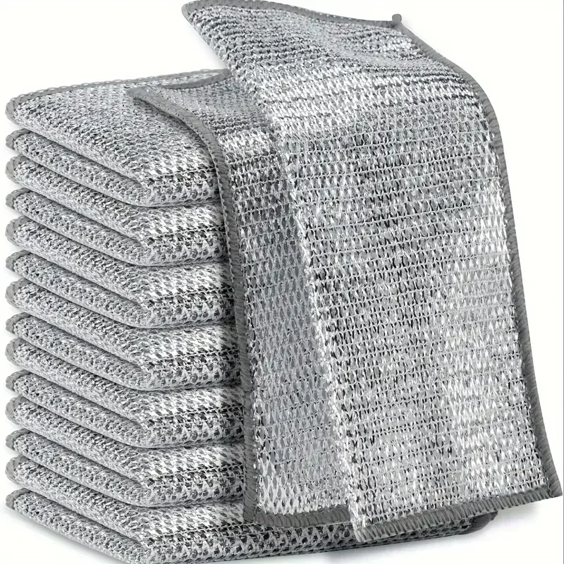 50/1 Stuks Magic Vaatdoek Zilver Draad Doekjes Keuken Schotel Pot Washandje Dubbelzijdig Verdikte Handdoeken staaldraad Vodden