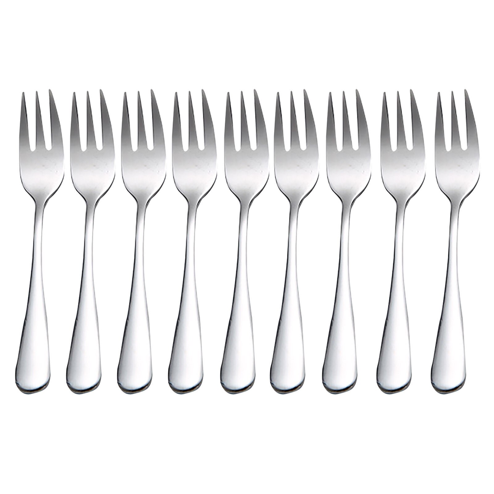 8Pc Fruit Vork Roestvrij Staal Ijs Cake Vorken Zwarte Goud Kleurrijke Thee Vork Servies Set Party Restaurant Benodigdheden: Silver 