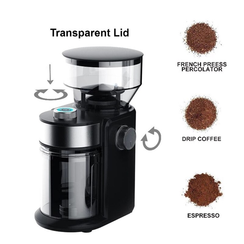 Elektrisk kaffekværn kaffemølle maskine kaffebønnekværn maskine flade grater mølle sort eu stik