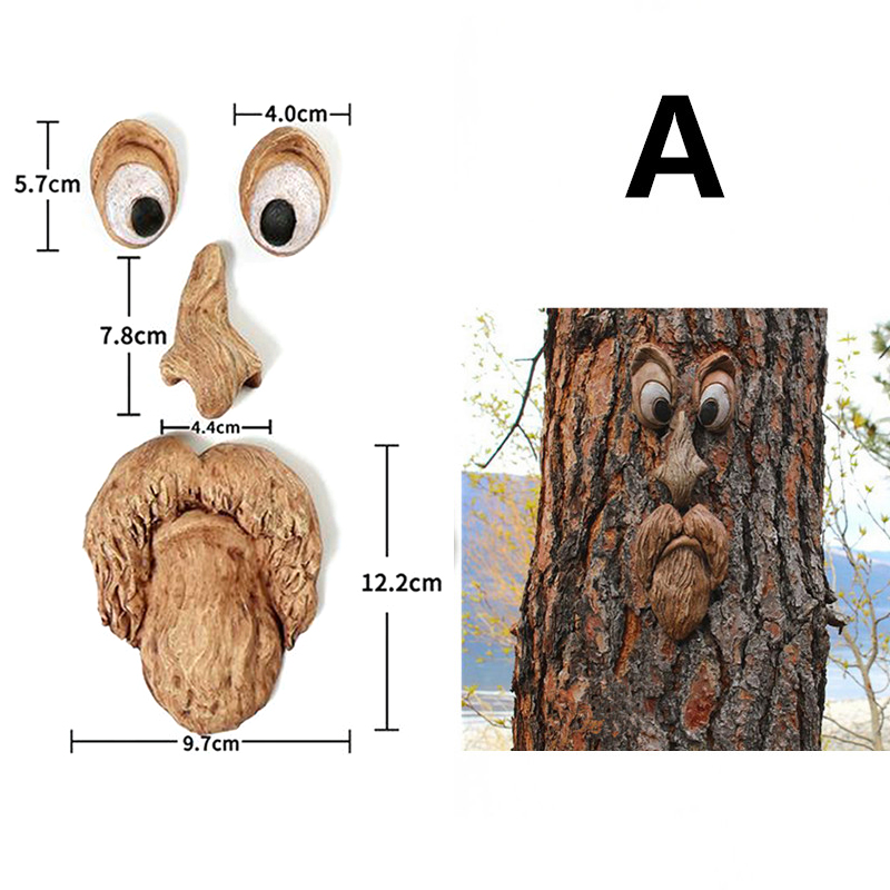 Lofytain DIY Funny Old Man Tree Face Hugger Garden Art Outdoor Tree Amusing Old Man Face Sculpture Whimsical Tree Face: Rose