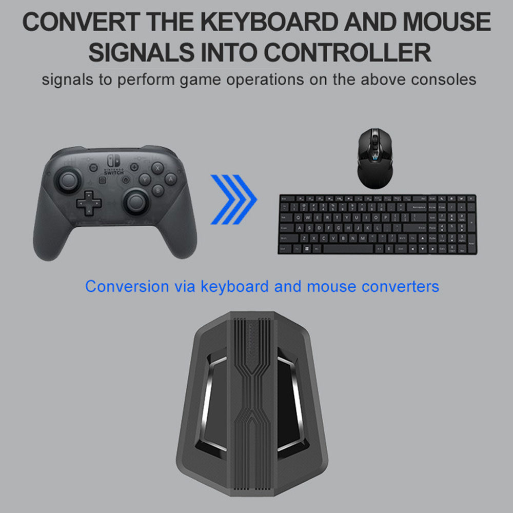 Combo clavier et souris de jeu rétro-éclairé rvb, 3200 DPI, une main, avec convertisseur pour PS4, Xbox, Nintendo Switch