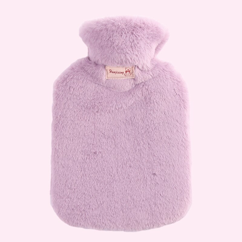Borsa scaldamani pelosa borsa calda acqua bottiglia di acqua calda inverno spesso peluche lavorato a maglia morbido accogliente scaldamani PVC 1000ml: Viola