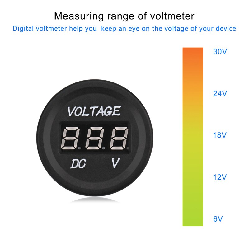 Adpow Universele Dc 12 V-24 V Led Display Marine Motorcycle Auto Voltmeter Gauge Voltage Meter Panel Waterdichte Voltmeter monitor