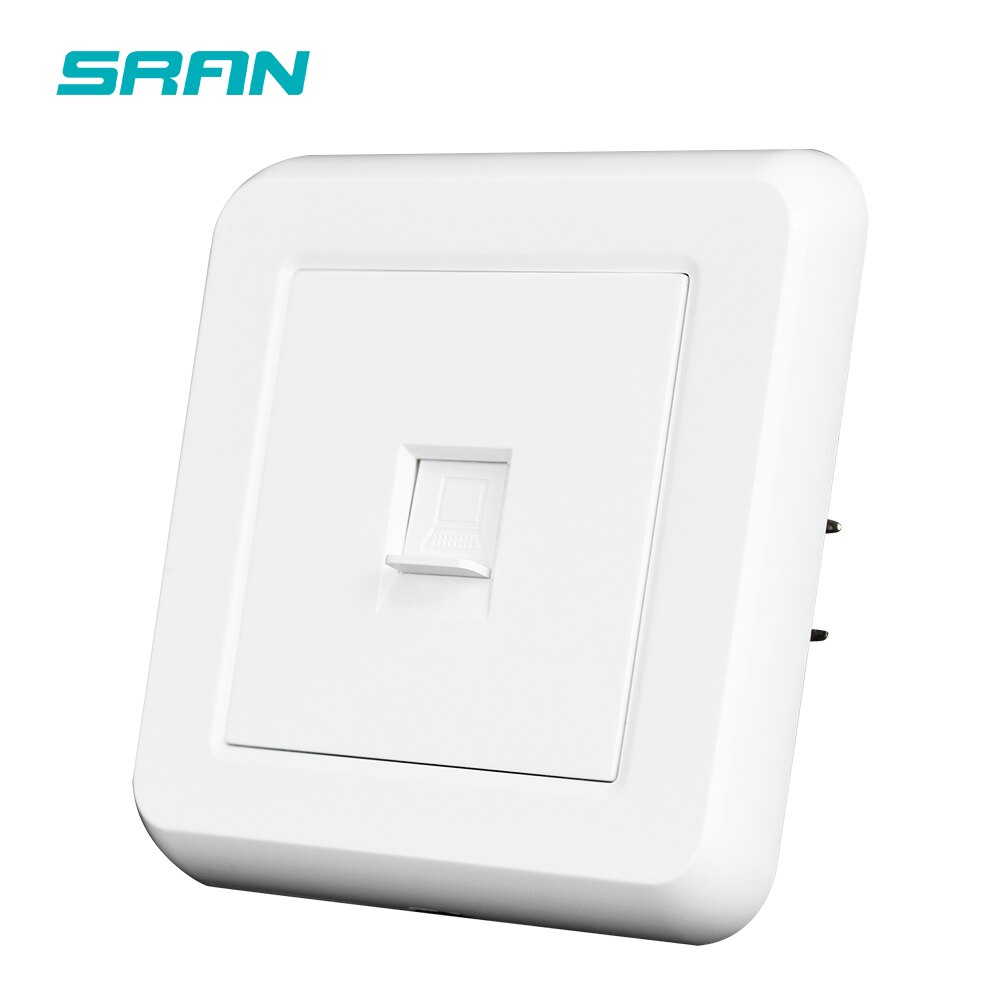 SRAN RJ45 socket,white flame retardant PC panel 82mm*82mm household internet interface socket