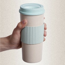 Taza de paja de trigo con tapa para el hogar, botella de agua portátil de viaje, respetuosa con el medio ambiente, 350ml, 450ml, 550ml