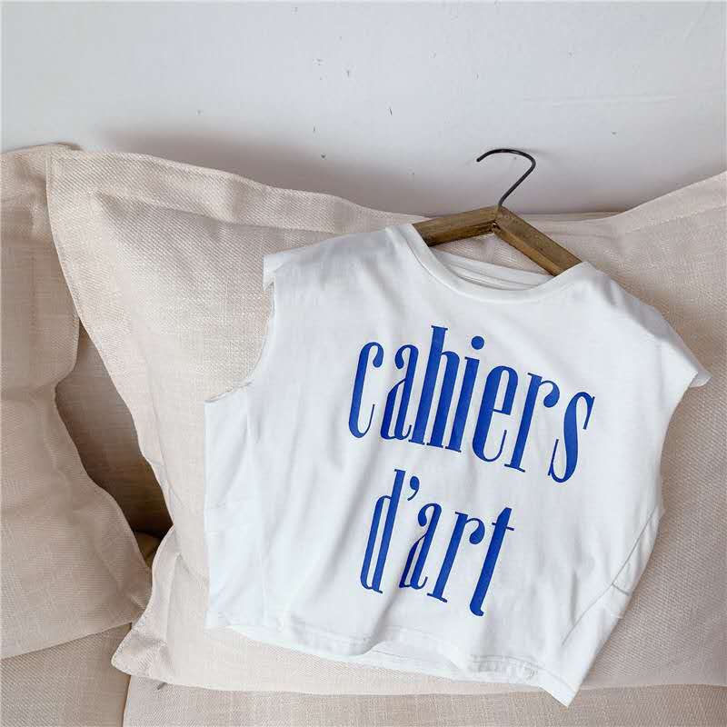 Kinderkleding Zomer Meisjes Koreaanse Zomer Mouwloos T-shirt Vest: Beige / 130cm