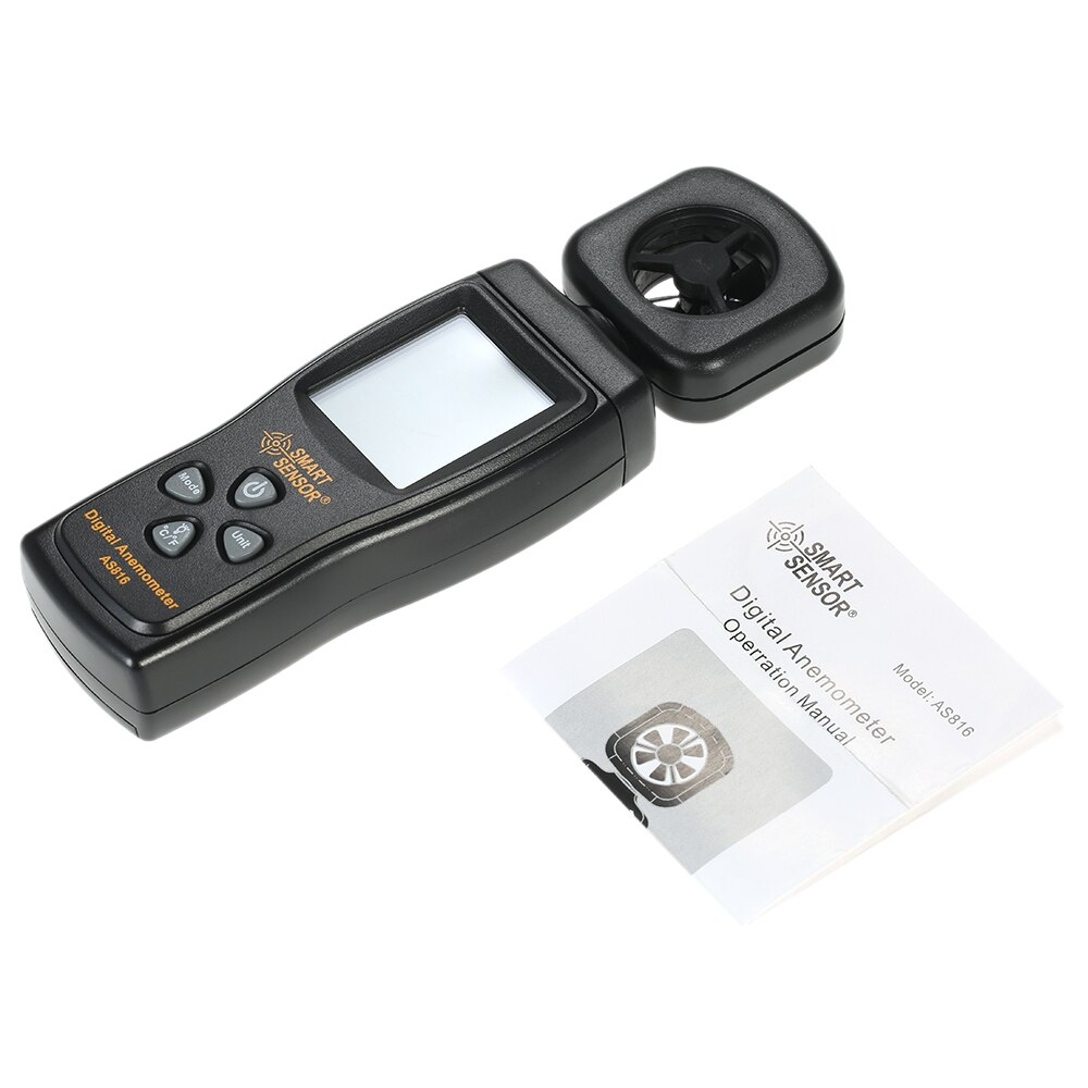 SMART SENSOR Mini Anemometer LCD Digital Wind Speed Meter Air Velocity Temperature Measuring with Backlight Speed Measurement