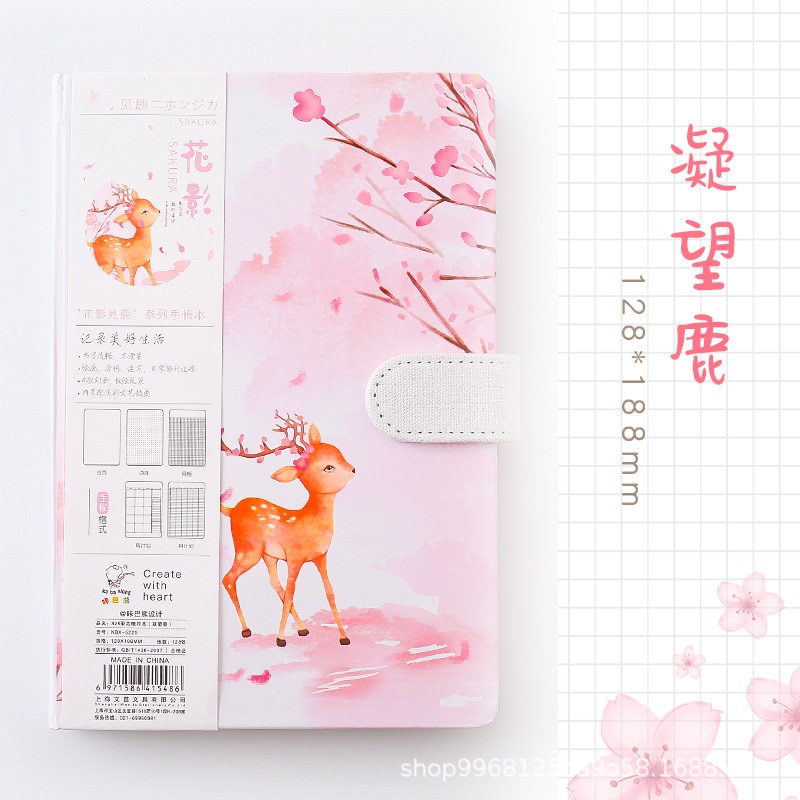 Kawaii tidsskrift  a5 rosa elg hjort notatbok rutenett prikk blank tegning daglig ukeplanlegger dagsorden skolemateriell skrivesaker