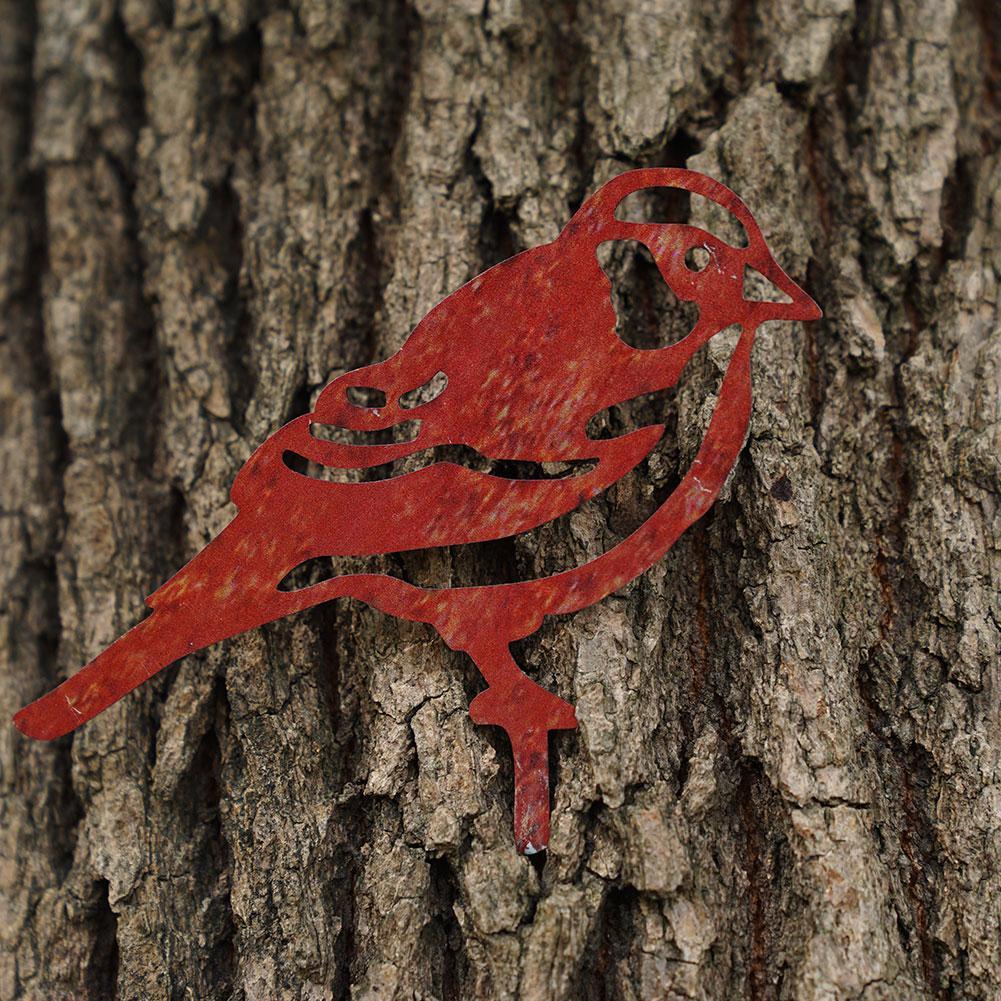 Rusty Metal Bird Garden Decoration Outdoor Fence Decor Sparrow Metal Birds Outdoors Garden Decoration Ornament Statues
