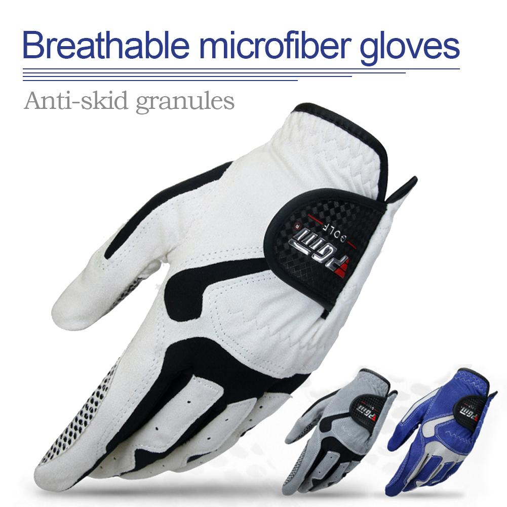 Gants de Golf homme Gant Microfibre Doux Blanc Bleu Main Gauche Anti-dérapage Antidérapant Particules Respirant Gant De Golf Directe