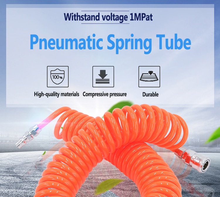 PU spring air pipe air compressor gas line pneumatic high pressure telescopic hose spiral air pipe steam pipe with joint