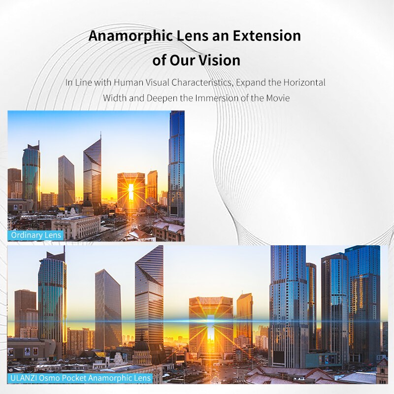 Ulanzi OP-11 1.33X Anamorphic Lens Groothoek Lens Kit Voor Osmo Pocket Filmmaken Video Schieten Osmo Pocket Camera Lens