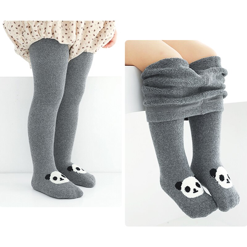 Winter Panty Voor Meisjes Kinderen Kousen Panda Dik Katoen Warme Panty Effen Kleur Baby Kleding Hoge Elastische Strakke