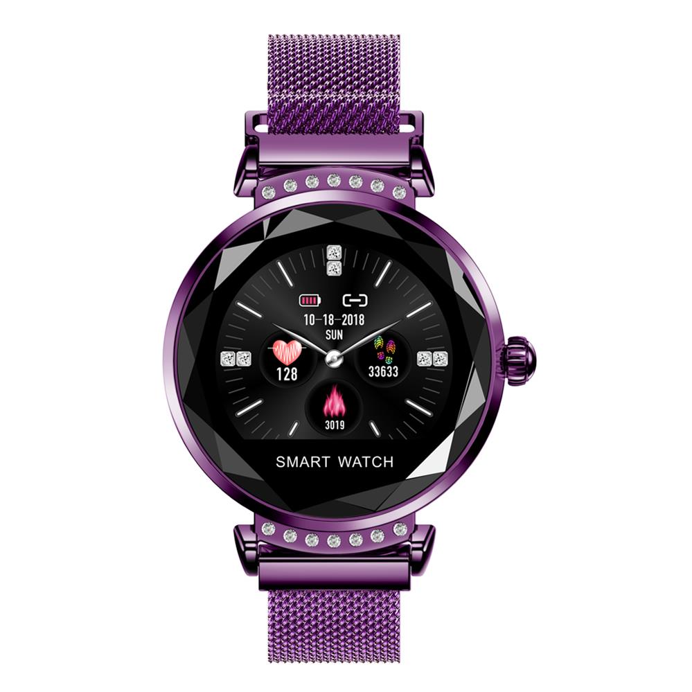 696 H1 Women Smart Bracelet Watch Heart Rate Blood Pressure Fitness Tracke Wristband Diamond Smartwatch IP67 Waterproof: H2 Purple