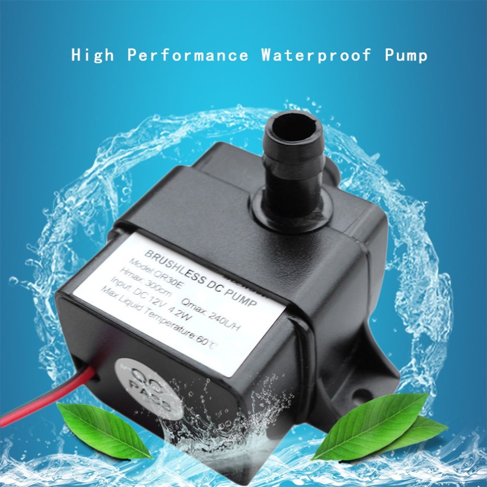 Ultra-silencieux DC 12V 4.2W 240L/H débit étanche pompe sans brosse Mini pompe à eau Submersible QR30E