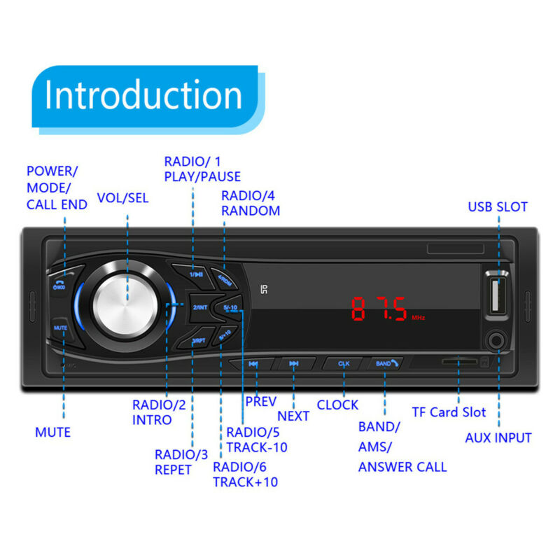 Bluetooth Radio Universal Player Car Physical buttons Stereo FM Aux SD