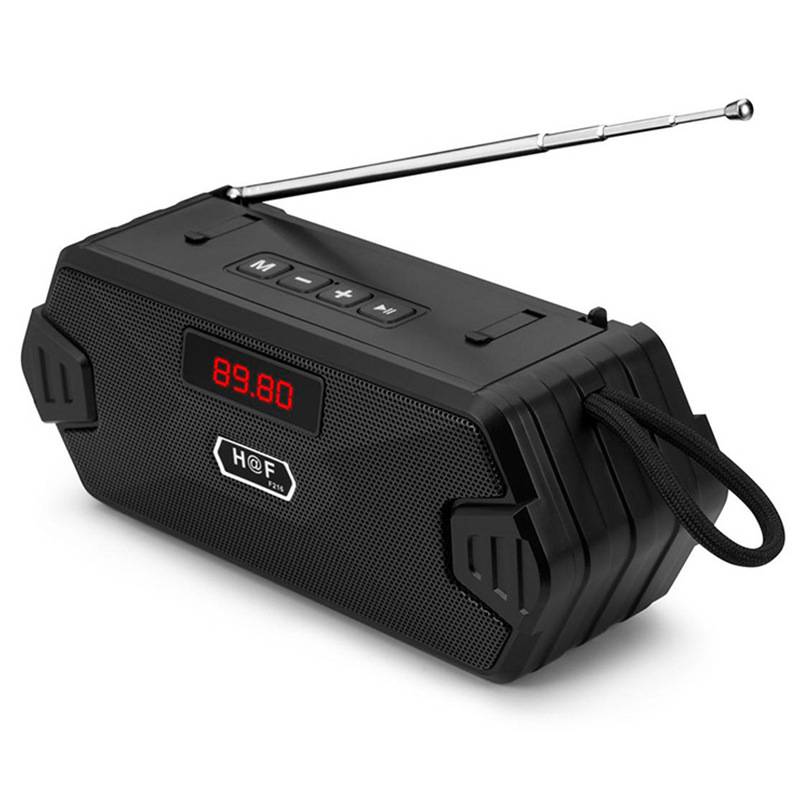 Przenośny głośnik bezprzewodowy Zgodne z Bluetooth zewnętrzne głośniki USB z odbiornikiem radiowym FM AUX TF MP3 Głośnik do telefonu PC: Black