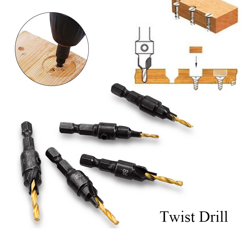 5 sztuk wiertło rozwiercające wiertarka robić drewna zestaw części wiercenie otworów pilotowych robić śpocierać #5 #6 #8 #10 #12 z kluczem